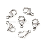 Tarnish Resistant 316 Surgical Stainless Steel Lobster Claw Clasps, Parrot Trigger Clasps, Manual Polishing, Stainless Steel Color, 12x6.2mm, Hole: 1mm, Inner Size: 4.5mm(316-FL12A)
