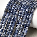 Natural Blue Spot Jasper Heishi Beads Strands, Faceted Rondelle, 4x2.5mm, Hole: 0.9mm, about 151~155pcs/strand, 14.57''~14.96''(37~38cm)(G-A299-A14-01)