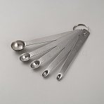 5Pcs 5 Styles Stainless Steel Measuring Spoons Set, Bakeware Tool, with Key Rings, Stainless Steel Color, 130.5mm, 1pc/style(AJEW-WH20018-139)