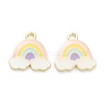Alloy Enamel Pendants, for DIY Accessories, Rainbow, Light Gold, Lead Free & Cadmium Free, Colorful, 17x16x1.5mm, Hole: 2mm(X-ENAM-I051-17LG-01)