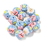 Hand Painted Acrylic with Enamel Beads, Cartoon, Light Steel Blue, 15x17~18.5x18~20.5mm, Hole: 2.7mm(MACR-D031-05D)