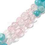 Natural Amazonite & Rose Quartz Beads Strands, Nuggets, Tumbled Stone, 5~14x4~10x4~8mm, Hole: 0.8~1mm, about 45~59pcs/strand, 15.75~16.34 inch(40~41.5cm)(G-L610-B01-01)