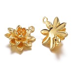 Long-Lasting Plated Brass Links connectors, Flower, Cadmium Free & Lead Free & Nickel Free, Real 18K Gold Plated, 20x16x7mm, Hole: 1.5mm(X-KK-P059-05G-RS)