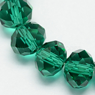 Handmade Glass Beads, Faceted Rondelle, Sea Green, 12x8mm, Hole: 1mm, about 72pcs/strand(G02YI0S4)