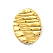 Ion Plating(IP) 201 Stainless Steel Pendants, Oval Charm, Golden, 22x17x1mm, Hole: 1.2mm(STAS-G296-10G)