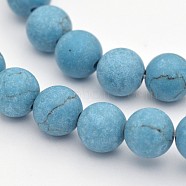 Synthetic Turquoise Round Beads Strands, Frosted, Sky Blue, 4mm, Hole: 1mm, about 95pcs/strand, 15.3 inch(G-D658-4mm)