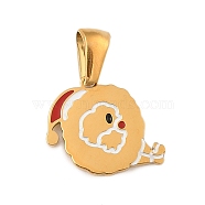 Christmas Theme 304 Stainless Steel Pendants, with Enamel, Golden, Santa Claus Letter Charm, Letter Q, 13.5x14.5x1.5mm, Hole: 6x3mm(STAS-R007-01Q-G)