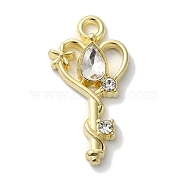 Rack Plating Alloy Pendants, with Rhinestone, Cadmium Free & Nickel Free & Lead Free, Heart, Clear, 22x11x3mm, Hole: 1.6mm(FIND-I039-006G-02)