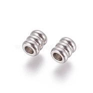 202 Stainless Steel Beads, Column, Stainless Steel Color, 5x4mm, Hole: 2mm(STAS-F205-08P)