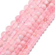 Natural Rose Quartz Beads Strands, Round, 4~12mm, Hole: 0.8~1.2mm, about 15 inch~15.5 inch(G-F591-04)