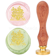 Brass Wax Seal Stamp with Rosewood Handle, for DIY Scrapbooking, Book Pattern, 25mm(AJEW-WH0412-0012)