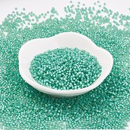 TOHO Japanese Seed Beads, Round, 11/0 , (2119) Silver Lined Dk Mint, 2x1.5mm, Hole: 0.5mm, about 42000pcs/pound(SEED-F002-2mm-2119)