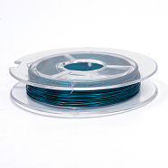 Round Copper Jewelry Wire, Teal, 0.3mm, about 32.8 Feet(10m)/roll, 10 rolls/group(CWIR-R005-0.3mm-09)