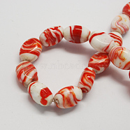 Handmade Lampwork Beads, Oval, Orange Red, 21x17x12mm, Hole: 1~3mm(LAMP-R540-10)