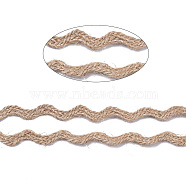 Braided Burlap Wave Ribbon, Hessian Ribbon, Jute Ribbon, for DIY Home Decoration and Gift Wrap, Tan, 3/8 inch(8~9mm), about 100yards/roll(91.44m/roll)(OCOR-TAC0009-04)