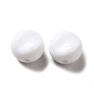 Opaque Acrylic Beads, Flat Round, White, 9.5~10x12mm, Hole: 1.8mm, about 1110pcs/500g(OACR-L013-003A)