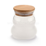 Frosted Glass Bottles, with Bamboo Stopper, for Candy, Tea, Column, Clear, 8.7cm(AJEW-I052-10)