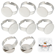 20Pcs Adjustable 304 Stainless Steel Finger Rings Components, Plain Pad Ring Settings, Flat Round, Stainless Steel Color, US Size 7 1/4(17.5mm), Tray: 14.5mm(STAS-BBC0003-85)