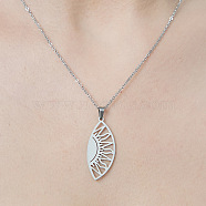 201 Stainless Steel Sun Pendant Necklace, Stainless Steel Color, 17.72 inch(45cm)(NJEW-OY002-14)