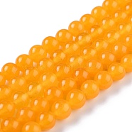 Natural White Jade Beads, Round, Dyed, Orange, 6mm, Hole: 1mm, about 58~61pcs/strand, 37.5~38.5cm(G-G766-A-12)