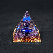 Orgonite Pyramid Resin Energy Generators with Constellation, Reiki Amethyst Ball Inside for Home Office Desk Decoration, Aquarius, 50x50x50mm(G-PW0007-082J)