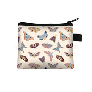 Butterfly Pattern Polyester Clutch Bags, Change Purse with Zipper & Key Ring, for Women, Rectangle, Moccasin, 13.5x11cm(PAAG-PW0016-16J)