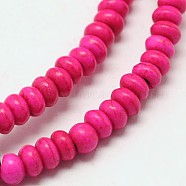 Dyed Synthetical Turquoise Rondelle Bead Strand, Deep Pink, 6x4mm, Hole: 1mm, about 95pcs/srtand, 15.7 inch(G-P083-6mm-84A)