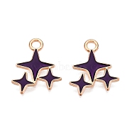 Alloy Enamel Pendants, Light Gold, Lead Free & Cadmium Free, Star Charm, Purple, 18x14x1mm, Hole: 2mm(ENAM-T020-38F-RS)