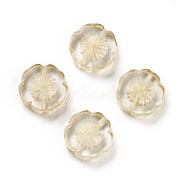 Transparent Czech Glass Beads, Flower, Lemon Chiffon, 14x5mm, Hole: 1mm(GLAA-G077-29B)