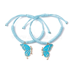 Alloy Enamel Pendants Bangles, Butterfly, Light Blue, Inner Diameter: 1-1/8~3-1/8 inch(2.95cm~7.8cm)(BJEW-JB09966-03)