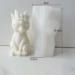 3D Egyptian Cat DIY Silicone Candle Molds, Aromatherapy Candle Moulds, Scented Candle Making Molds, White, 5.5x6x10.4cm(PW-WG79989-01)