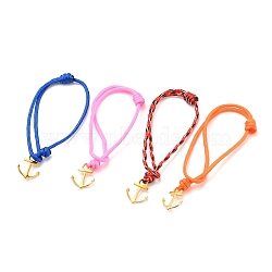 Anchor Alloy Charm Bracelets, with Polyester & Spandex Cord, Golden, Mixed Color, 5-1/2~11 inch(14~28cm)(BJEW-JB05516-M)