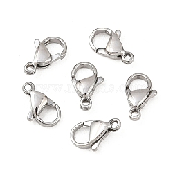 Tarnish Resistant 316 Surgical Stainless Steel Lobster Claw Clasps, Parrot Trigger Clasps, Manual Polishing, Stainless Steel Color, 12x6.2mm, Hole: 1mm, Inner Size: 4.5mm(316-FL12A)