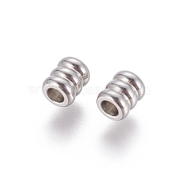 Tarnish Resistant 202 Stainless Steel Beads, Column, Stainless Steel Color, 5x4mm, Hole: 2mm(STAS-F205-08P)