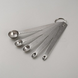 5Pcs 5 Styles Stainless Steel Measuring Spoons Set, Bakeware Tool, with Key Rings, Stainless Steel Color, 130.5mm, 1pc/style(AJEW-WH20018-139)