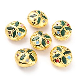 Natural Quartz Beads, with Golden Brass Findings and Cat Eye, Dyed, Flat Round, Green, 24.5~25x24~24.5x13~14.5mm, Hole: 0.8mm(G-B011-13G-A)