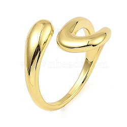 Rack Plating Brass Hollow Teardrop Open Cuff Rings, Long-Lasting Plated, Lead Free & Cadmium Free, Real 18K Gold Plated, Inner Diameter: 17mm(RJEW-D009-01G)