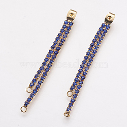 Brass Rhinestone Ear Nuts, Friction Earring Backs for Stud Earrings, Real 18K Gold Plated, Sapphire, 58x2mm, Hole: 0.8 and 2mm(KK-F731-09B)