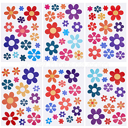 PVC Daisy Flower Picture Stickers, Waterproof Flower Car Decals for Refrigerators, Vehicle, Mixed Color, 312x205x0.2mm, 6pcs/set(STIC-WH0004-21)