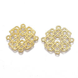Brass Filigree Joiners Links, Nickel Free, Chinese Knot, Raw(Unplated), 28x28x1.5mm, Hole: 1mm(KK-S349-145-NF)