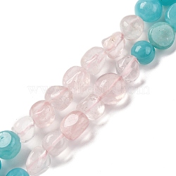 Natural Amazonite & Rose Quartz Beads Strands, Nuggets, Tumbled Stone, 5~14x4~10x4~8mm, Hole: 0.8~1mm, about 45~59pcs/strand, 15.75~16.34 inch(40~41.5cm)(G-L610-B01-01)