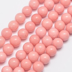Natural Malaysia Jade Beads Strands, Imitation Rhodochrosite, Round, Dyed, Salmon, 8mm, Hole: 1mm, about 48pcs/strand, 15 inch(X-G-A146-8mm-B08)