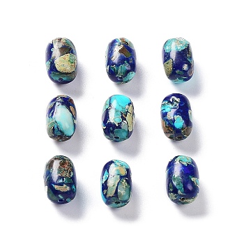 Natural Imperial Jasper Beads, Dyed, Rice, Blue, 14.5x10mm, Hole: 1.4mm