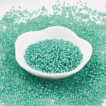 TOHO Japanese Seed Beads, Round, 11/0 , (2119) Silver Lined Dk Mint, 2x1.5mm, Hole: 0.5mm, about 42000pcs/pound