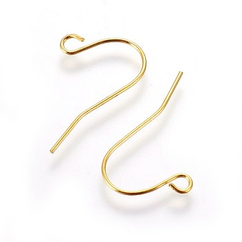 Iron Earring Hooks, with Horizontal Loop, Nickel Free, Golden, 19x16mm, Hole: 2mm, 22 Gauge, Pin: 0.6mm