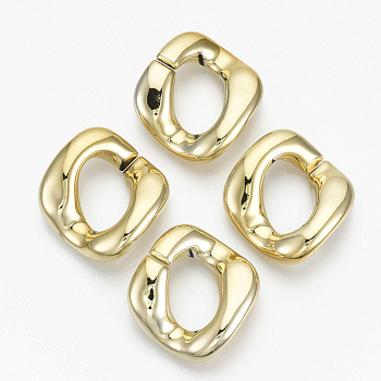 UV Plating Acrylic Linking Rings, Quick Link Connectors, for Twisted Chains Making, Twist, Golden, 31x29x7mm, Inner Diameter: 17x11mm