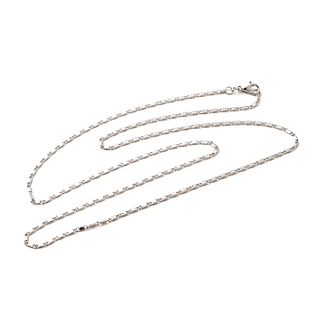 1.5mm Rack Plating Brass Oval Link Chain Necklaces for Women Men, Cadmium Free & Lead Free, 901 Stainless Steel Clasp, Long-Lasting Plated, Platinum, 23.62 inch(60cm)