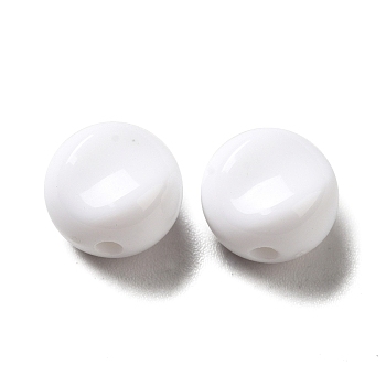 Opaque Acrylic Beads, Flat Round, White, 9.5~10x12mm, Hole: 1.8mm, about 1110pcs/500g