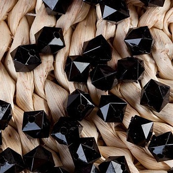 Transparent Acrylic Beads, Cube, Faceted, Black, 8mm