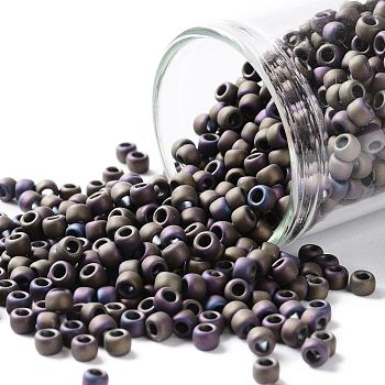TOHO Round Seed Beads, Japanese Seed Beads, (615) Matte Color Iris Purple, 8/0, 3mm, Hole: 1mm, about 222pcs/10g